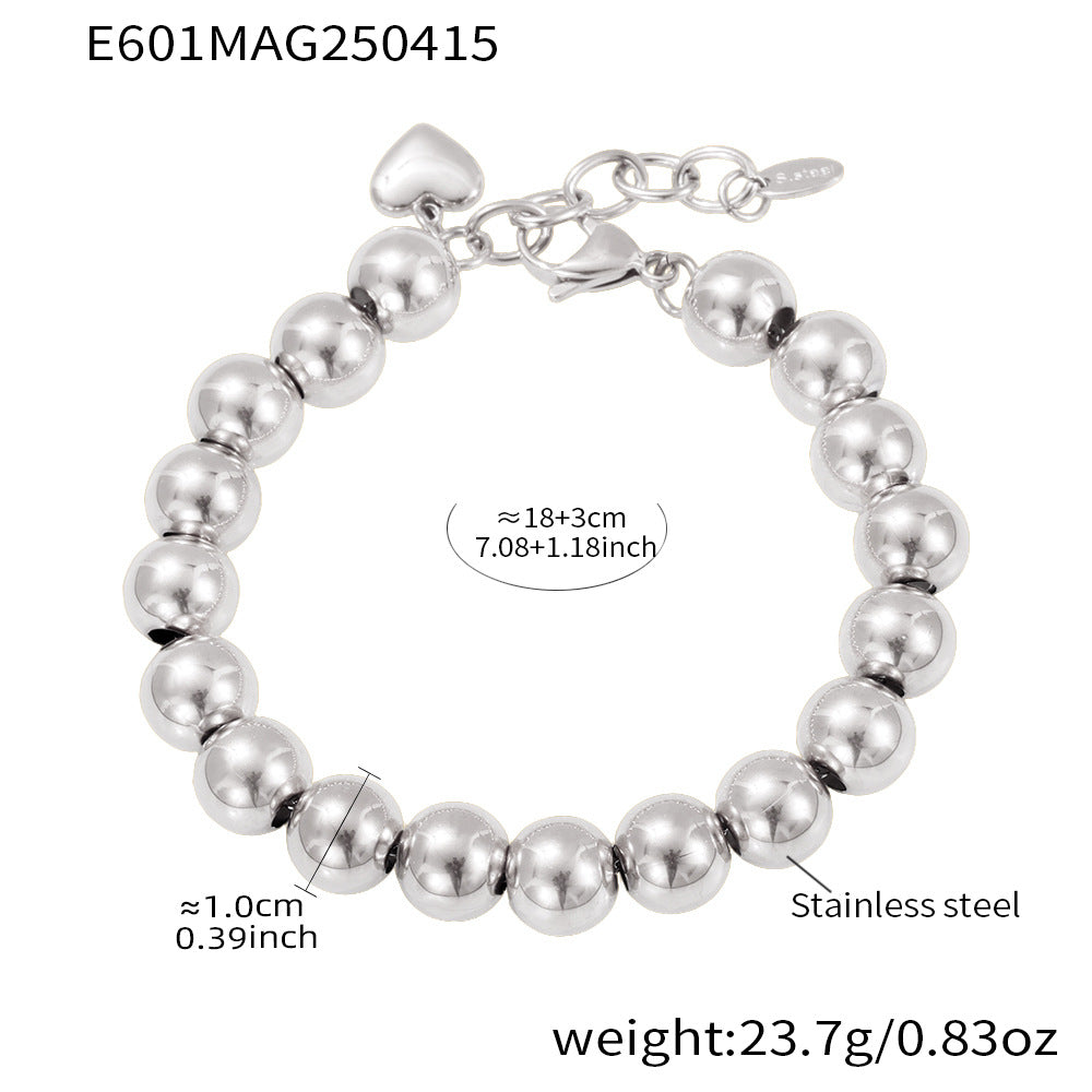 Wholesale Stainless Steel Color-Blocking Hollow Round Bead Handmade Beaded Bracelet