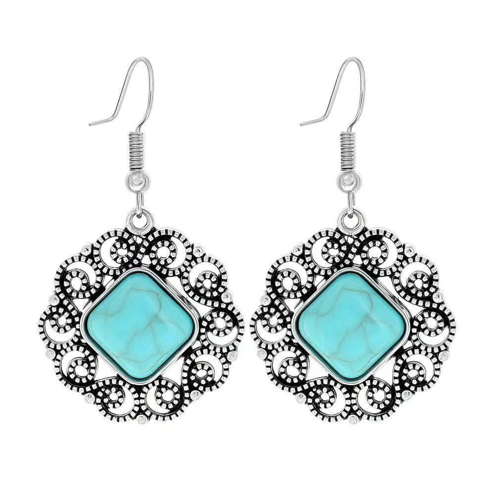 Wholesale Ethnic Style Geometric Acrylic Turquoise Earrings for Women Fashion Jewelry
