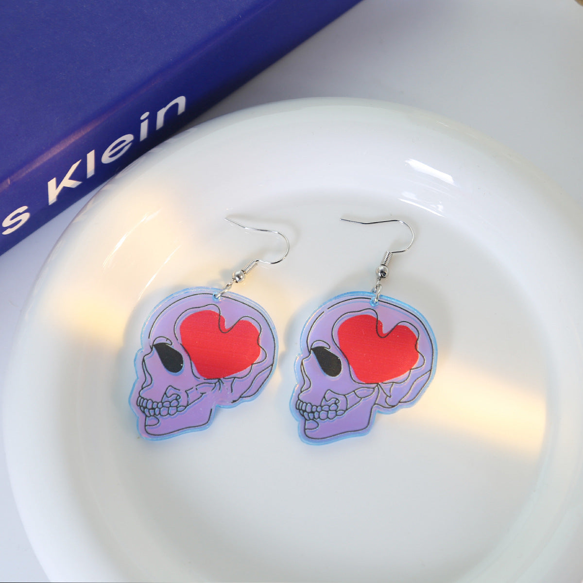 Wholesale  cartoon acrylic skull earrings