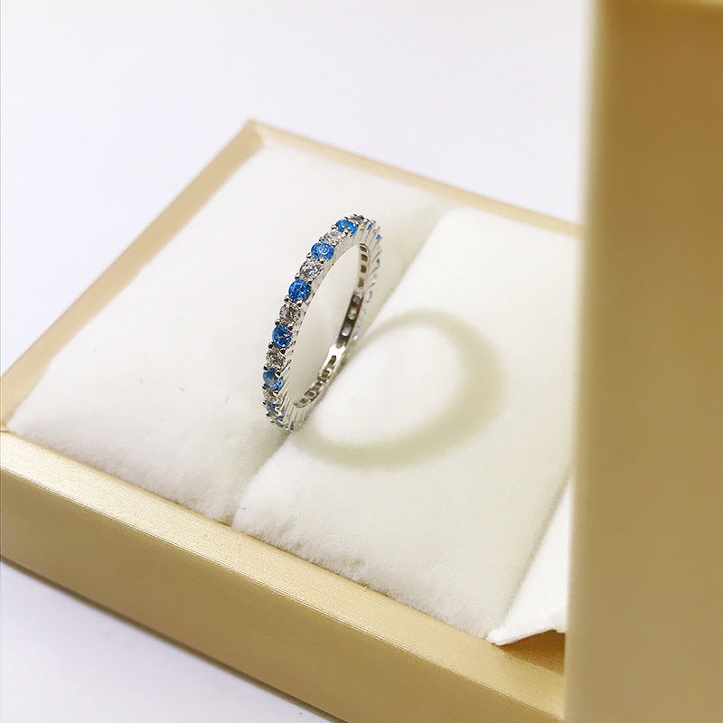 Wholesale S925 Silver Color Ring Simple Thin Row Diamond Rings ACC-RS-LLT006