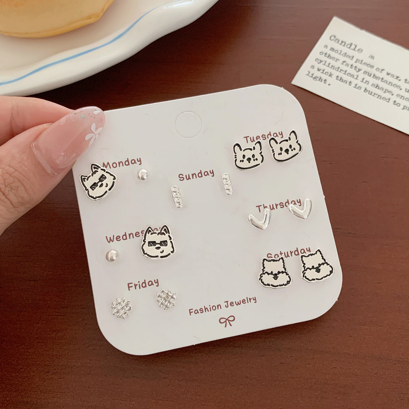 Wholesale Cartoon Cute Small Earrings Set Combination Silver Simple Compact  Earrings