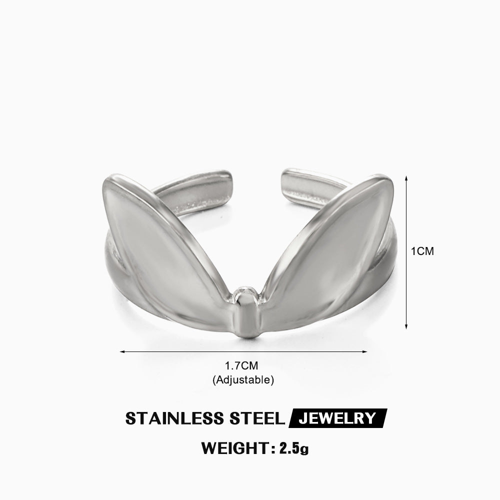 Wholesale Stainless Steel Love Heart 18K Gold Plated Open Adjustable Ring