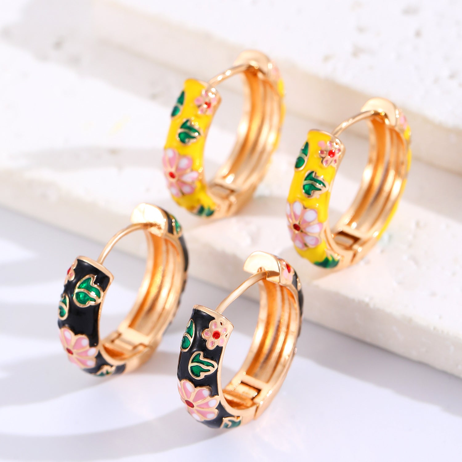 Wholesale Copper Dripping Oil Flower Earrings Chinese Vintage Style Women S Jewelry Accessory