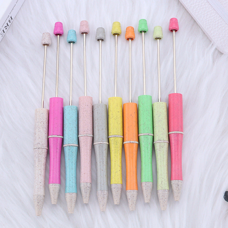 Wholesale 5pcs Beadable Pens Environmentally Friendly Wheat Straw DIY Beaded Pens ACC-PN-JinBN012