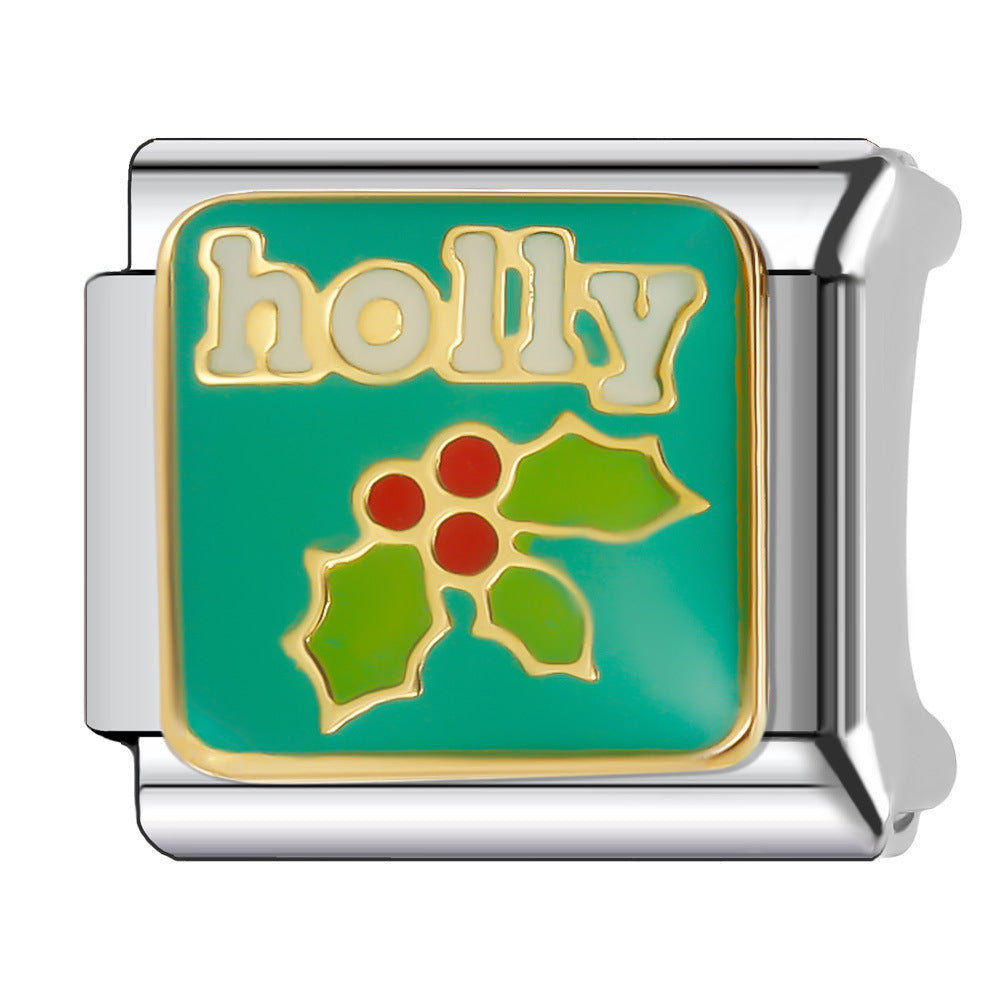 Wholesale Italian Charm Bracelet 9mm DIY Splicing Christmas Series Stainless Steel Composable Bracelet