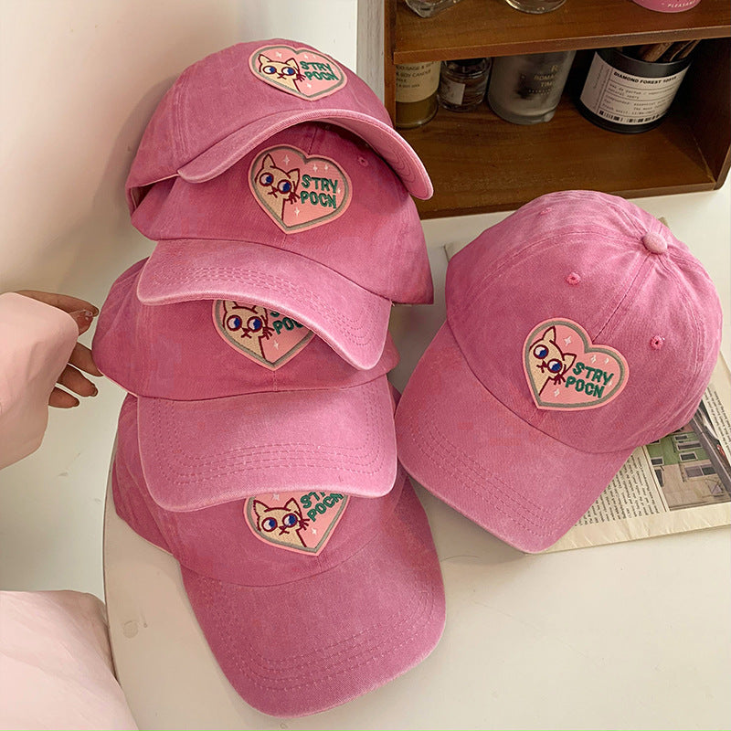 Wholesale pink heart cute cat baseball cap