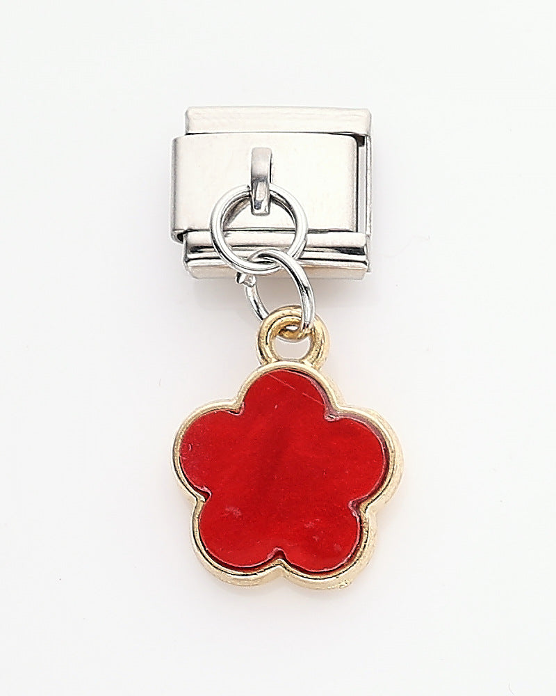 Wholesale 10pcs Italian Charm Bracelet 9mm DIY Splicing Malachite Heart Stainless Steel Composable Bracelet