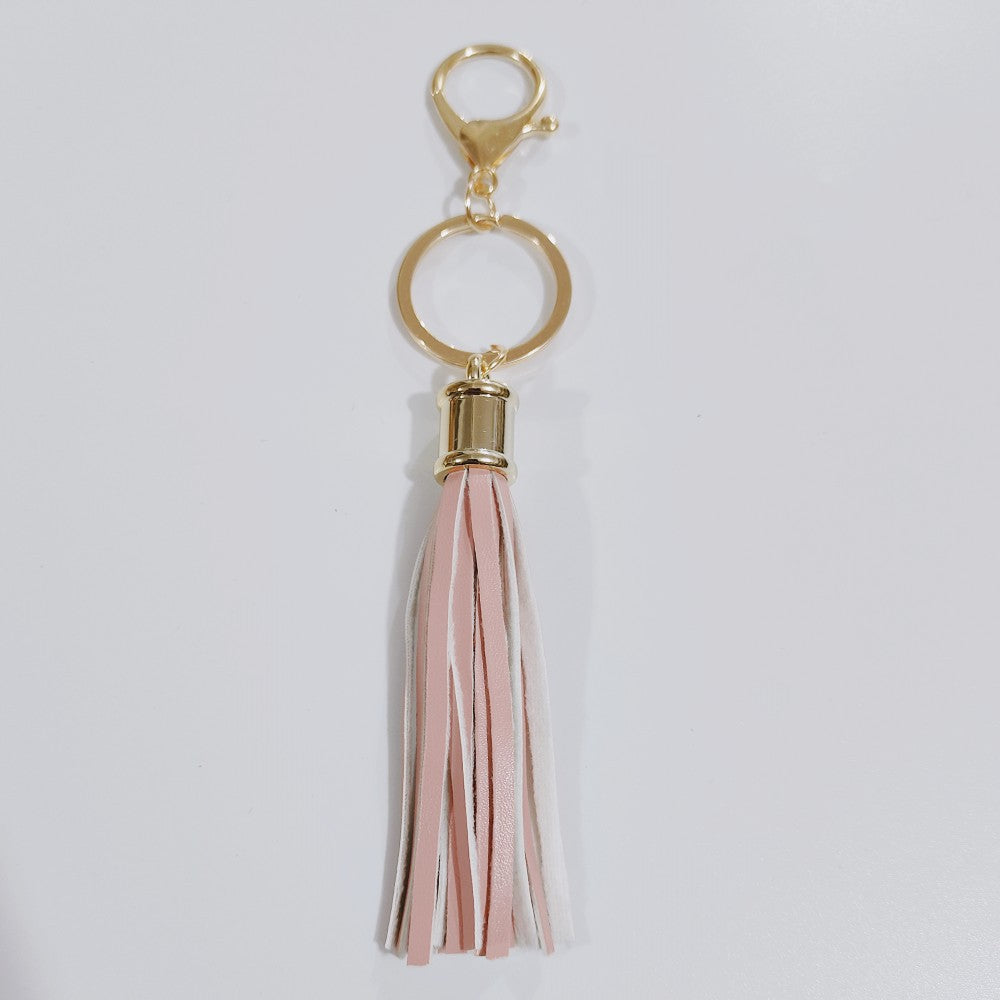 Wholesale Leopard Color Leather Tassel Keychain