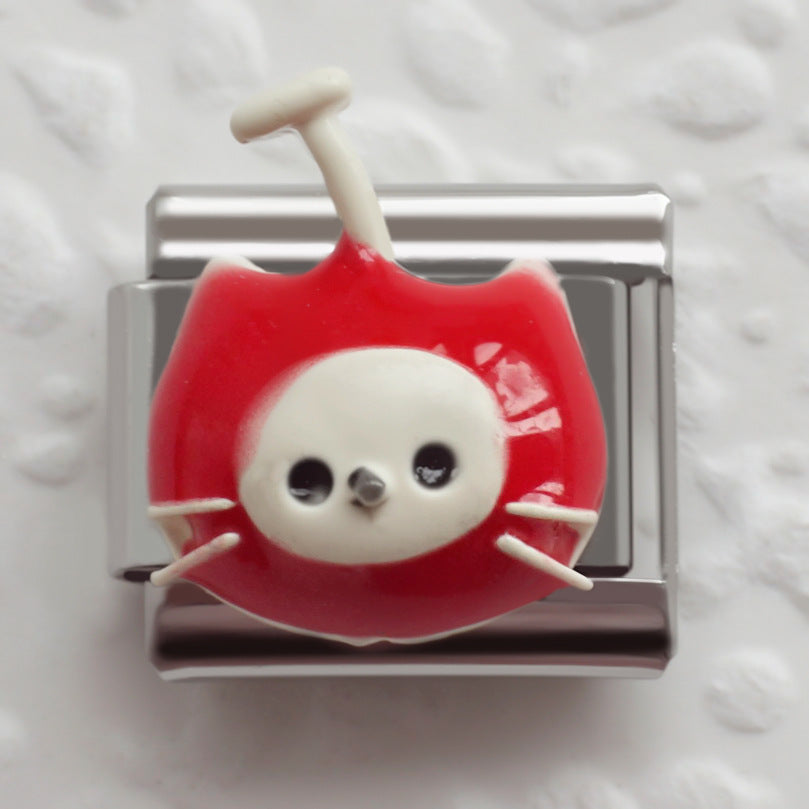 Wholesale 5pcs/pack Cat Italian Charms Single Section Creative Stainless Steel Composable Bracelet