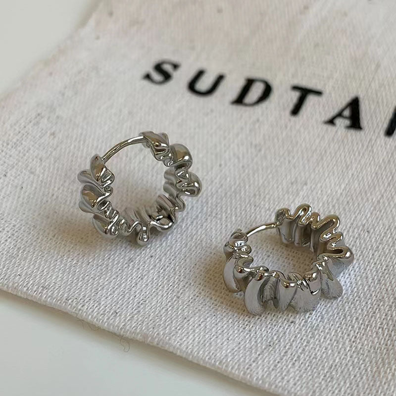 Wholesale Irregular Folds Metal Earrings ACC-ES-MiYe005