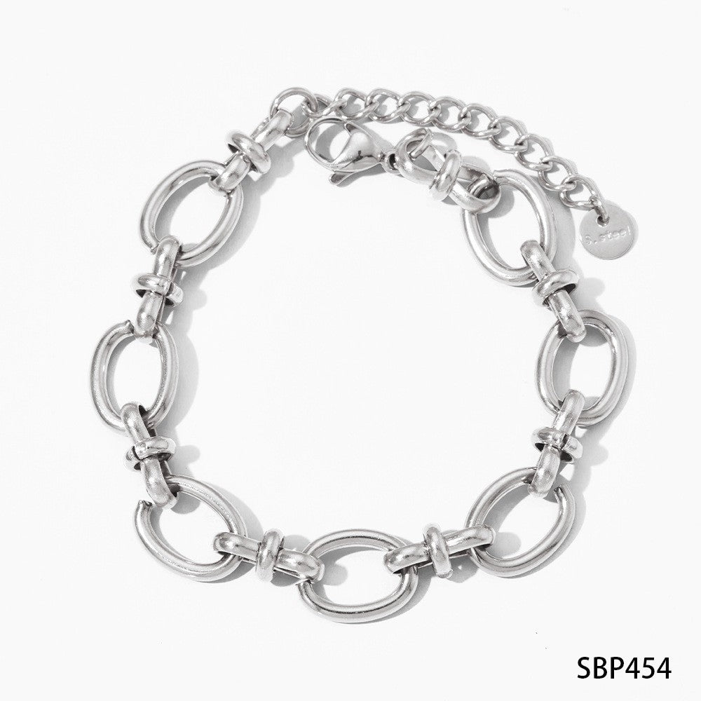 Wholesale  Stainless Steel Exquisite Diamond Wide Strap Mesh Chain Love Bracelet