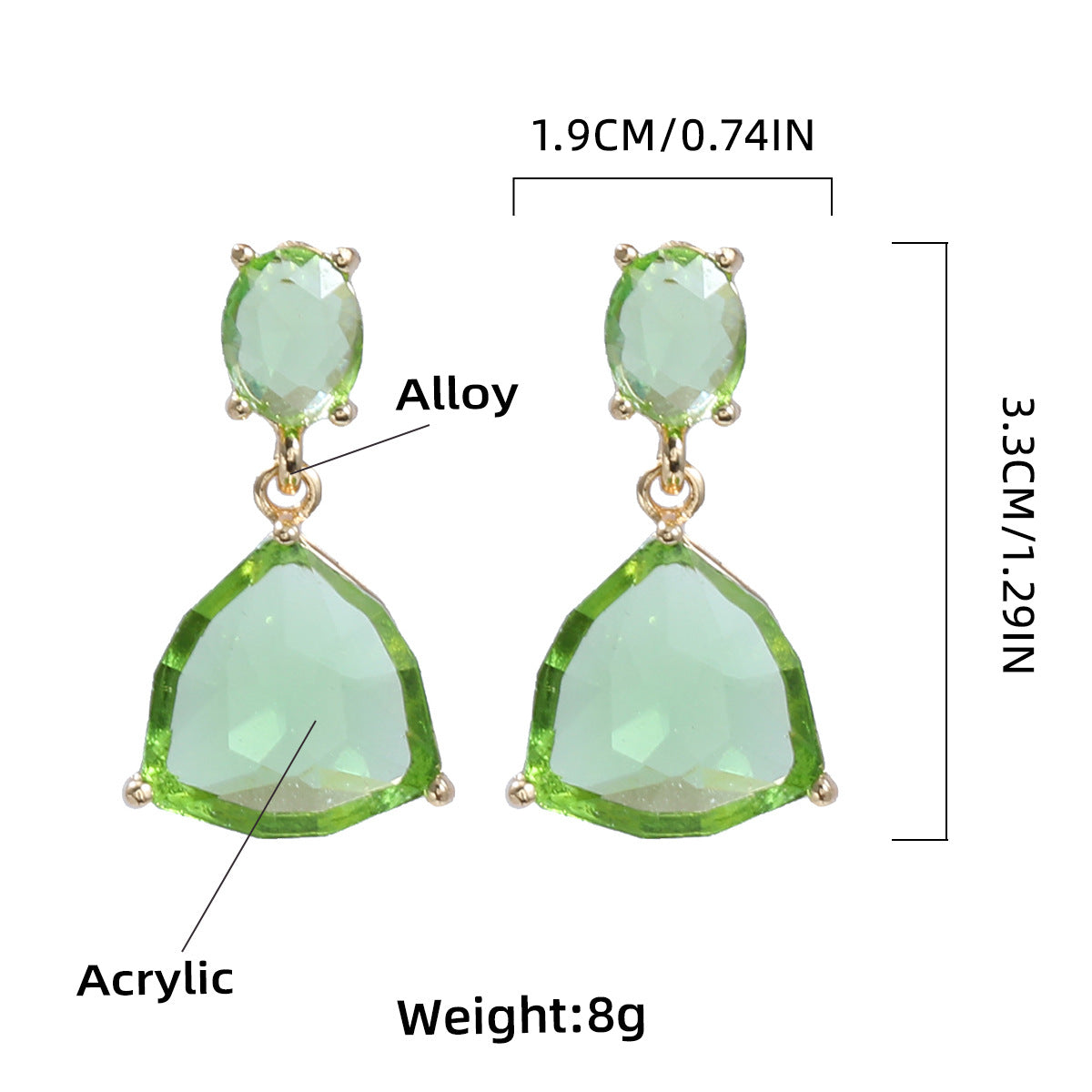 Wholesale Colored Diamond Earrings Triangle Earrings Alloy Earrings  ACC-ES-JL008