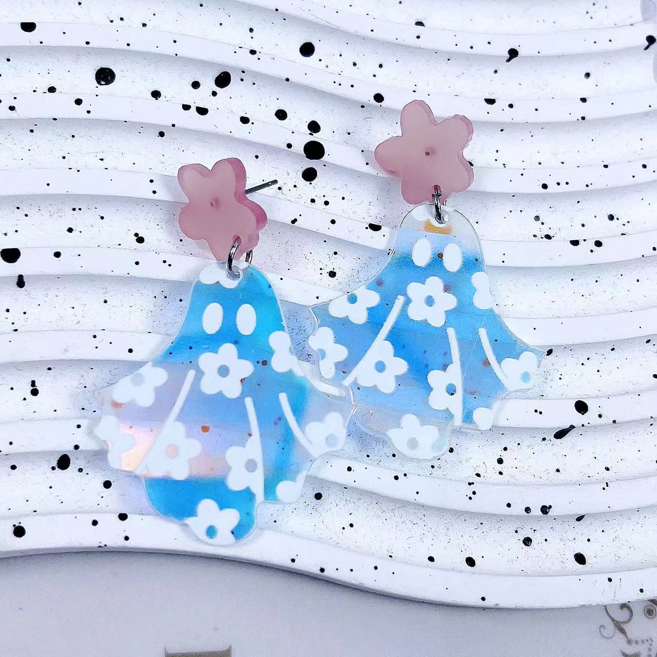 Wholesale Flower Ghost Earrings Cute Halloween Acrylic Earrings