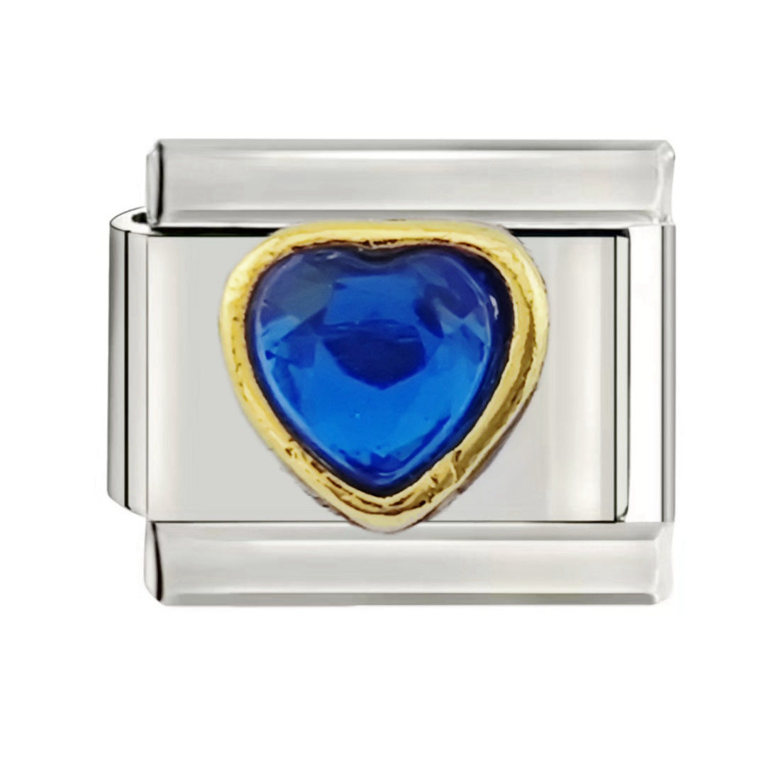Wholesale Italian Charm Bracelet 9mm DIY  Heart-Shaped Gemstone Series Creative Stainless Steel Composable Bracelet