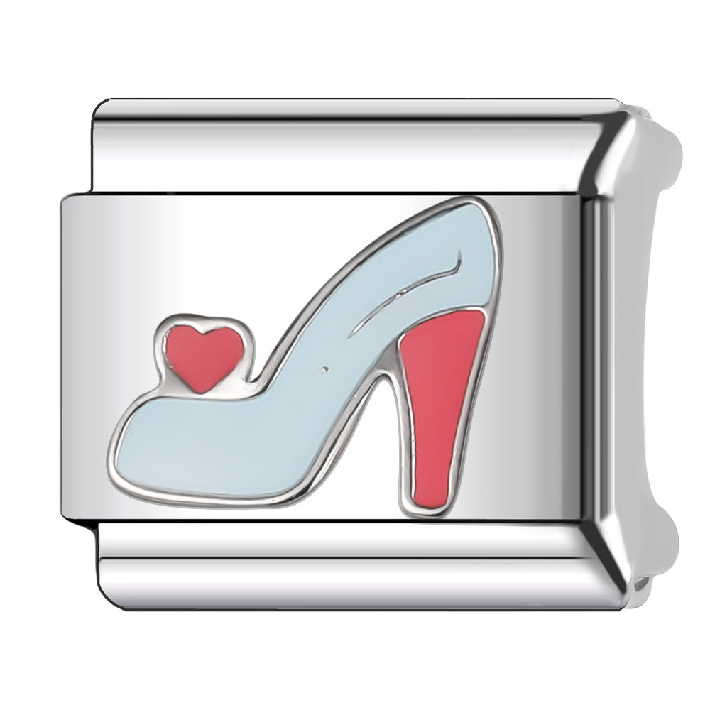 Wholesale Italian Charm Bracelet 9mm DIY Splicing Princess Couple Series Stainless Steel Composable Bracelet