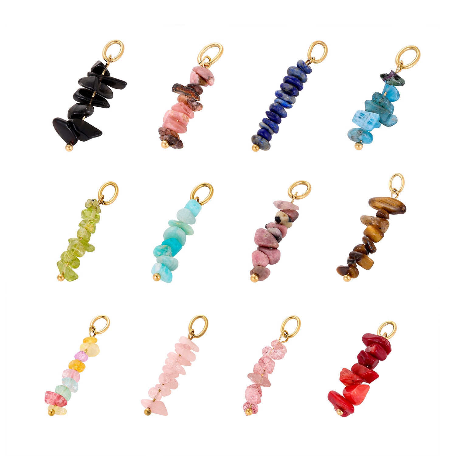 Wholesale  Irregular Gravel Cute Ice Cream Natural Stone Turquoise Stainless Steel Pendant