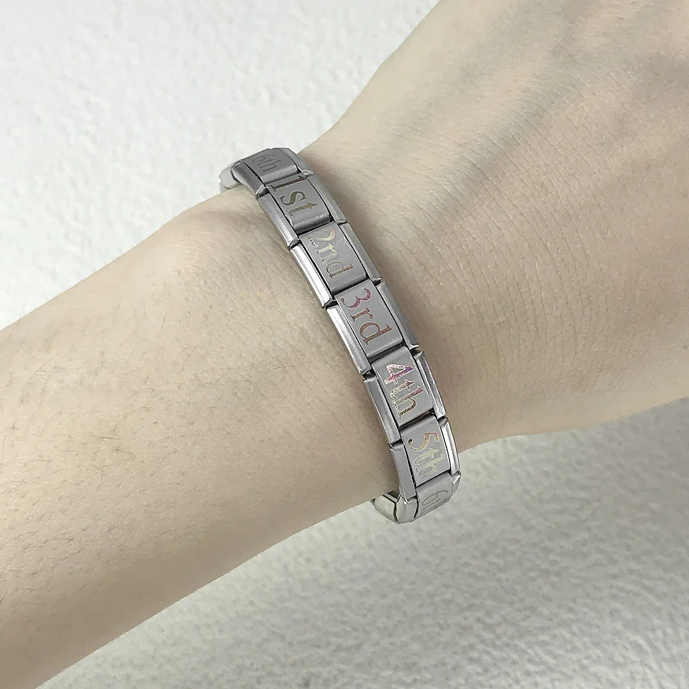 Wholesale 9mm Italian Charm Starter Bracelets DIY Laser Single Section Creative Stainless Steel Composable Bracelet