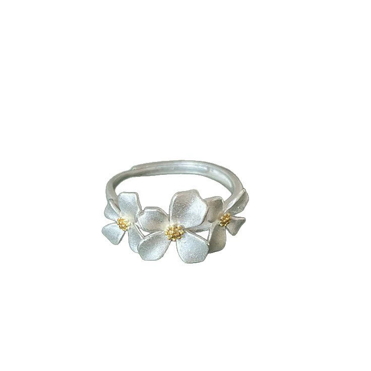Wholesale Copper Plated Adjustable Flower Ring Women S Gardenia Design Jewelry Accessory For Everyday Wear