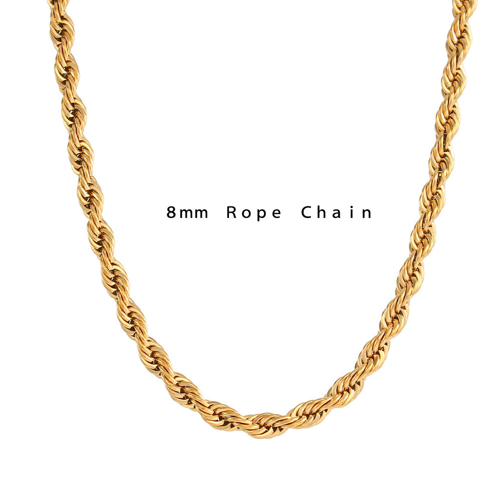 Wholesale Stainless Steel Necklace Plated 18K Twist Chain Necklaces Gold Chain ACC-NE-MengJ008