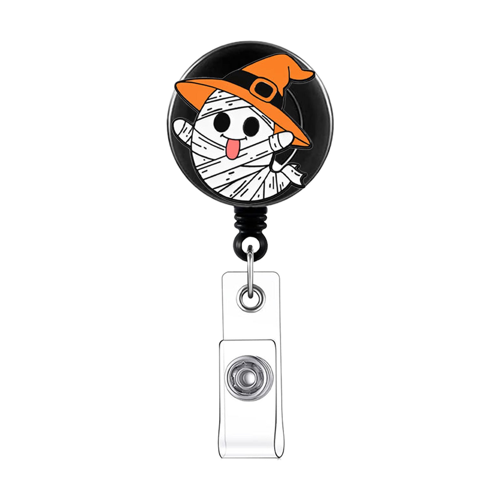 Wholesale  Ghost Witch Hat Retractable Badge Reel Clip with Pink Cap,  Fashion Accessory for Ladies,  Stylish Gift for Party