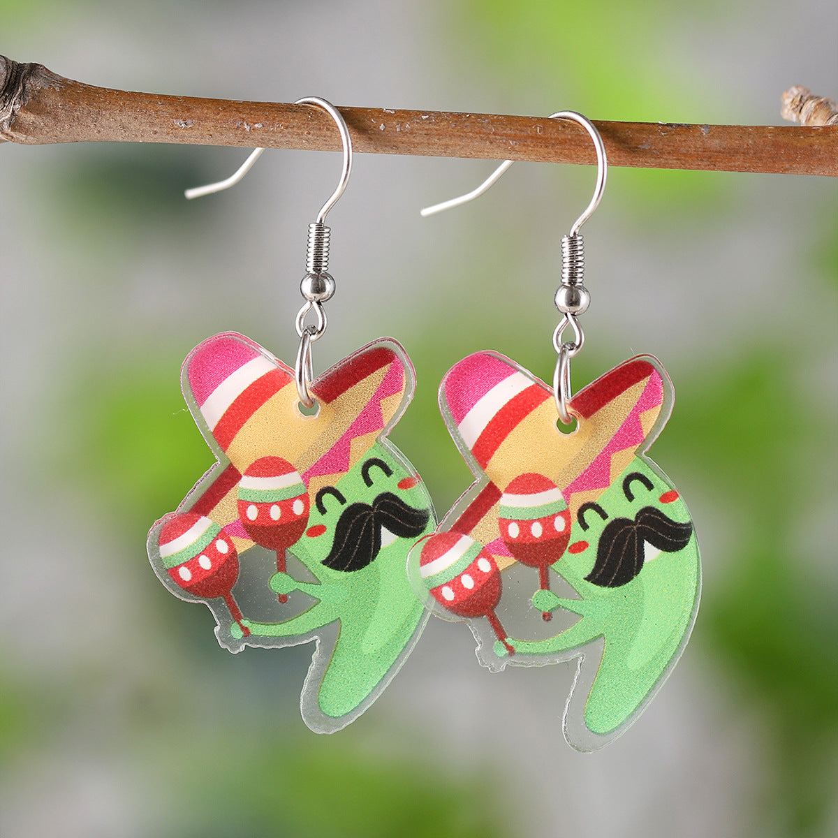 Wholesale Mexican Sombrero Tequila Cactus Acrylic Earrings