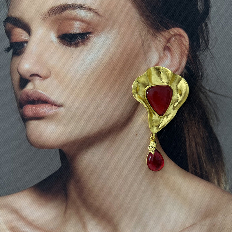 Wholesale  Geometric Shape Gem Pendant Earrings