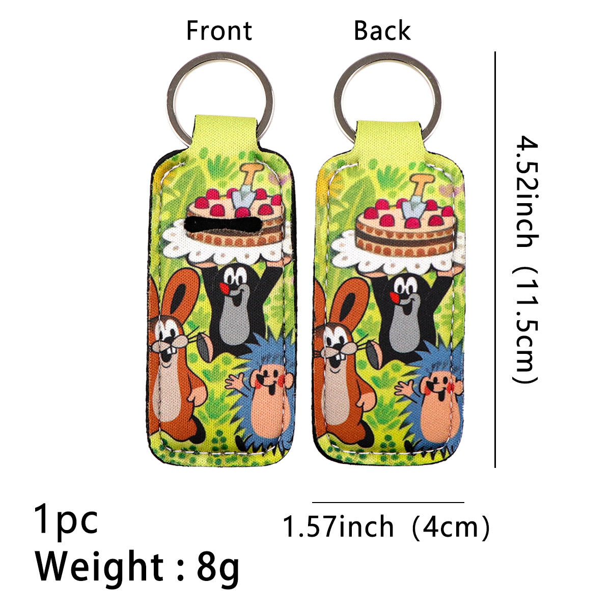 Wholesale 6pcs Cute cartoon lipstick protective case keychain