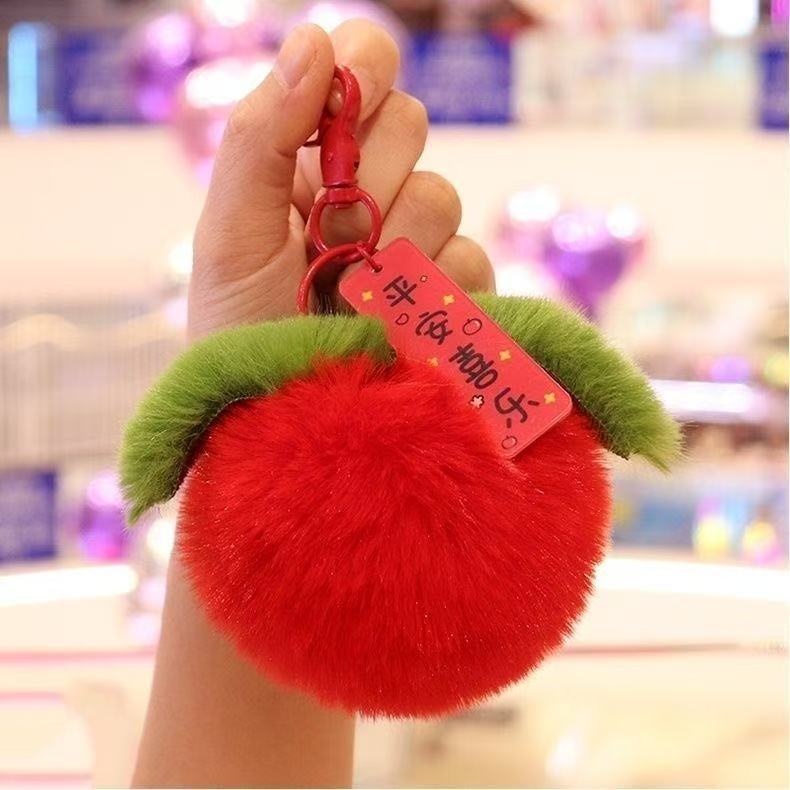Wholesale National Trend Orange Plush Car Key Pendant Good Luck Gift Fashion Accessory