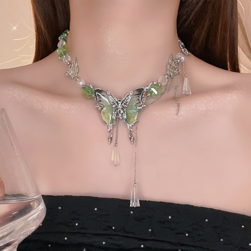 Wholesale Green Crystal Butterfly Necklace