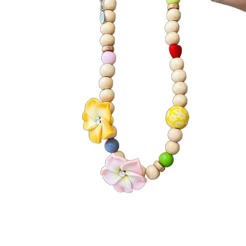 Wholesale Colorful Beaded Frangipani Necklace