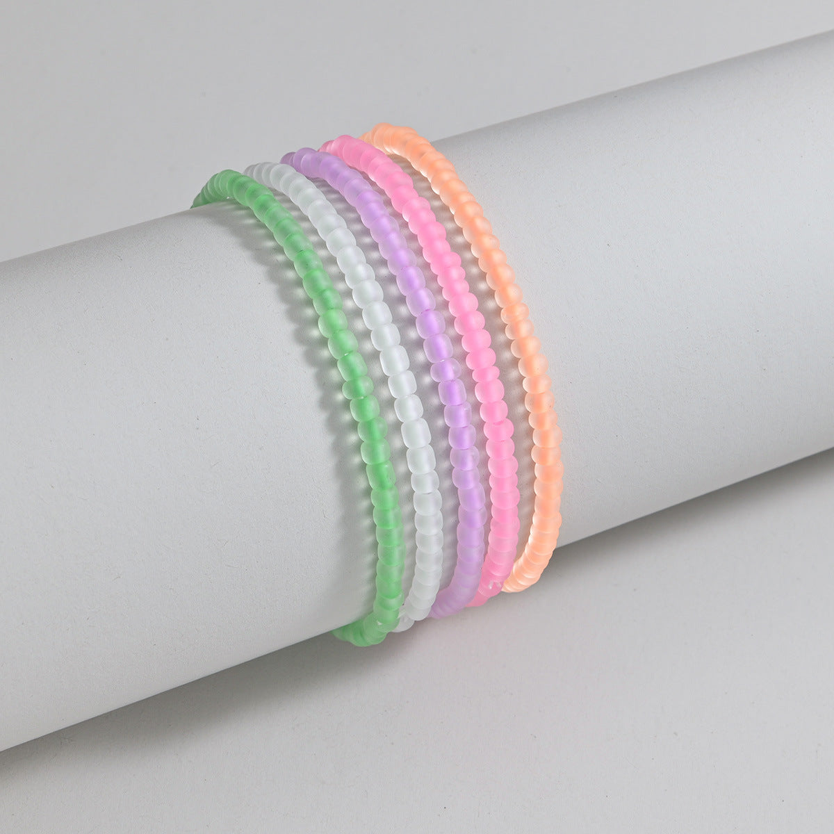 Wholesale  five-color acrylic luminous beaded woven anklet