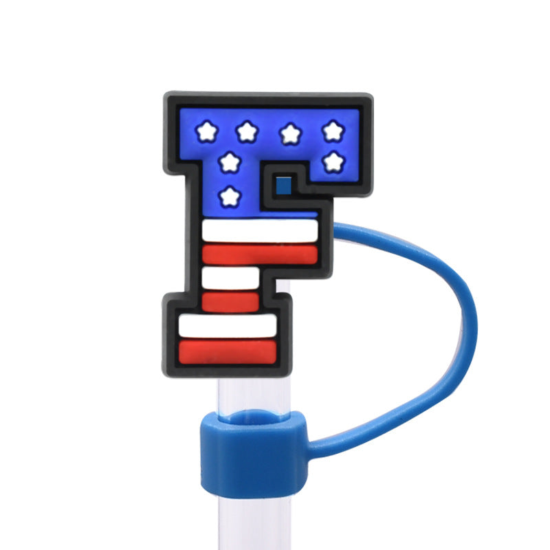 Wholesale Random 100pcs dustproof straw cap letter Straw Cover Straw Tube Cap