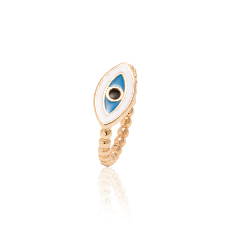 Wholesale Oil Painting Gold Plated Devil Eye Ring Adjustable Rings Stainless Steel ACC-RS-Chens001