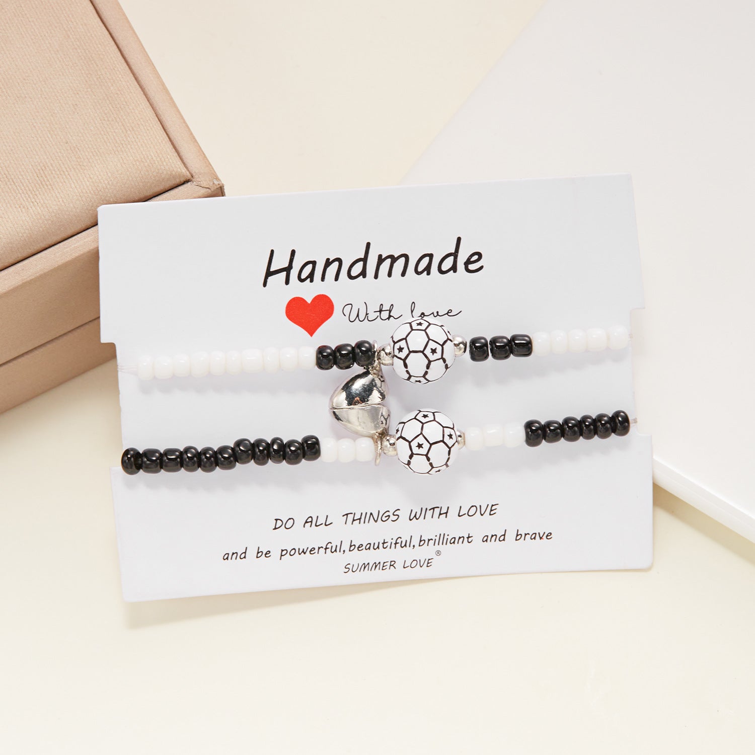 Wholesale 2-pack Basketball Tennis Football Bracelet Rice Bead Woven Love Magnetic Bracelet ACC-BT-FanYou008