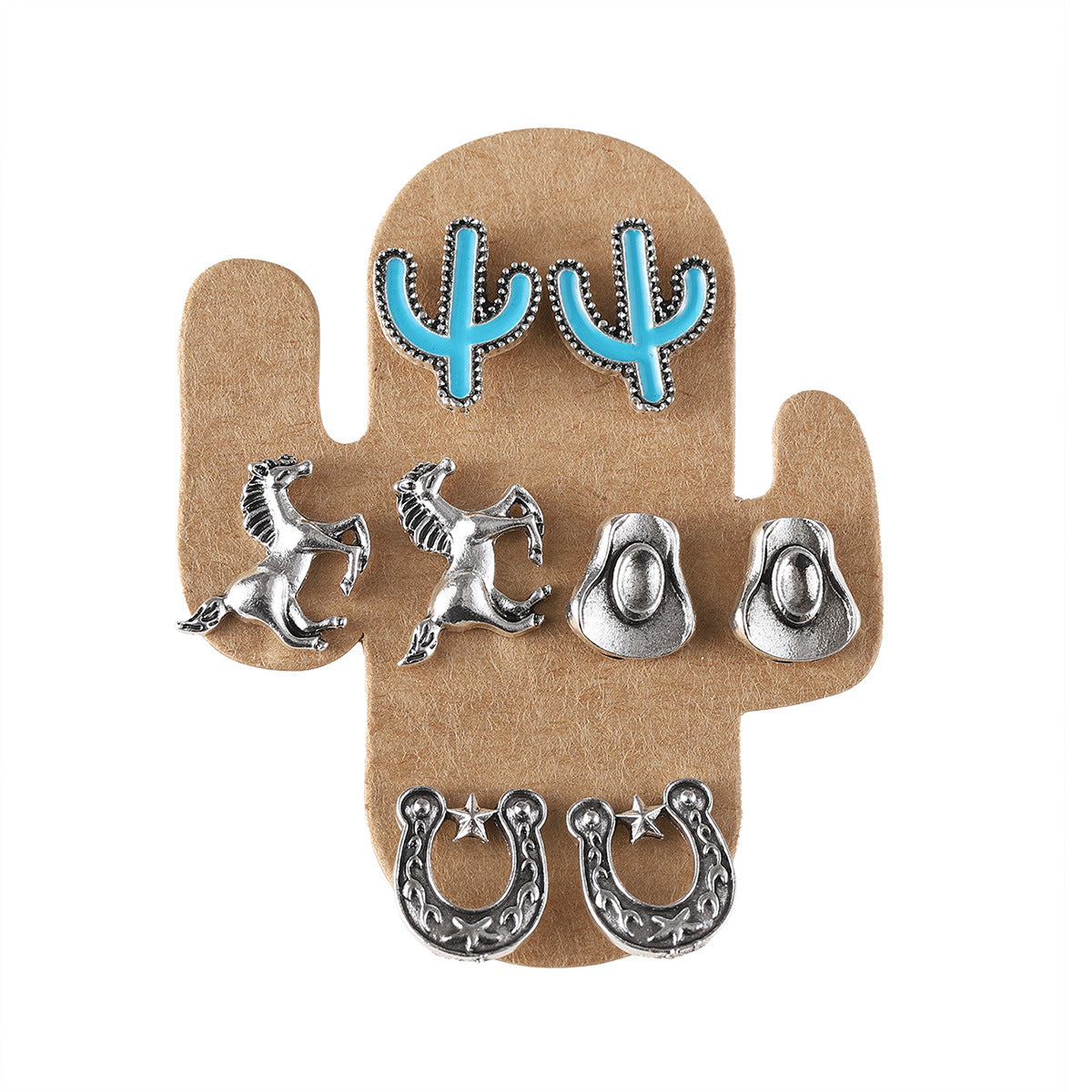 Wholesale Retro Bull Head Boots Set Earrings