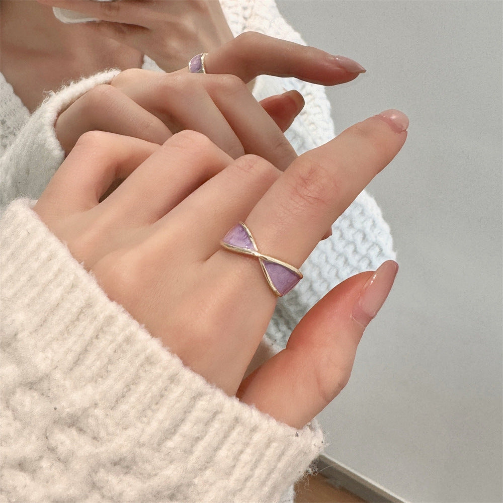 Wholesale Colorful Mother-of-pearl Enamel Butterfly Ring Open Ring Hand Jewelry ACC-RS-Yues011