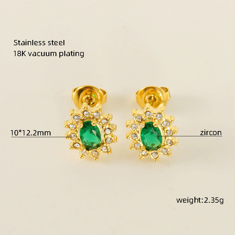 Wholesale Stainless Steel Love Zircon 18K Water Drop Sunflower Earrings ACC-ES-Zhongy002