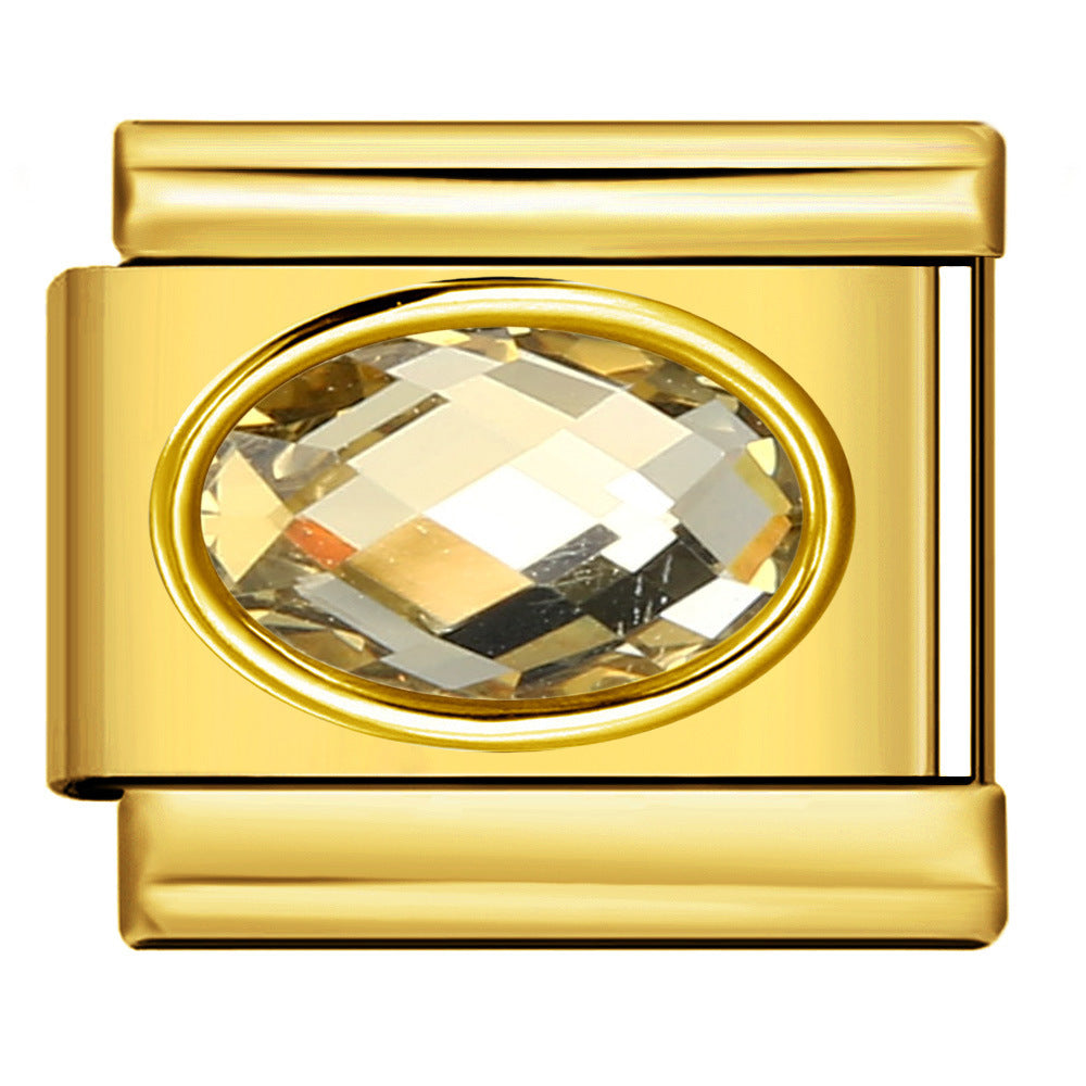 Wholesale Italian Charm Bracelet 9mm DIY Splicing Removable Oval Colored Stone Stainless Steel Composable Bracelet