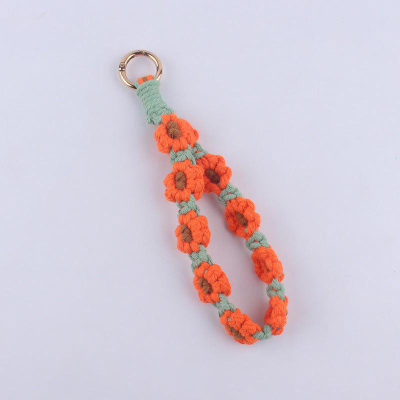 Wholesale Handmade Weaving Cotton Cord Daisy Keychain ACC-KC-GuangTian019