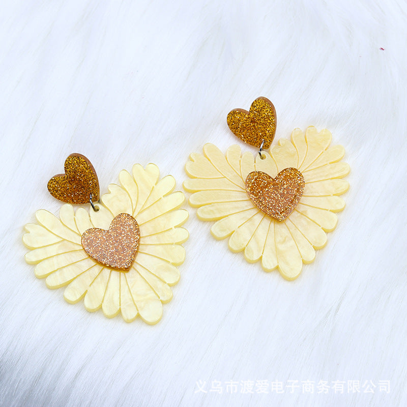 Wholesale Valentine's Day Heart Spliced Acrylic Earrings