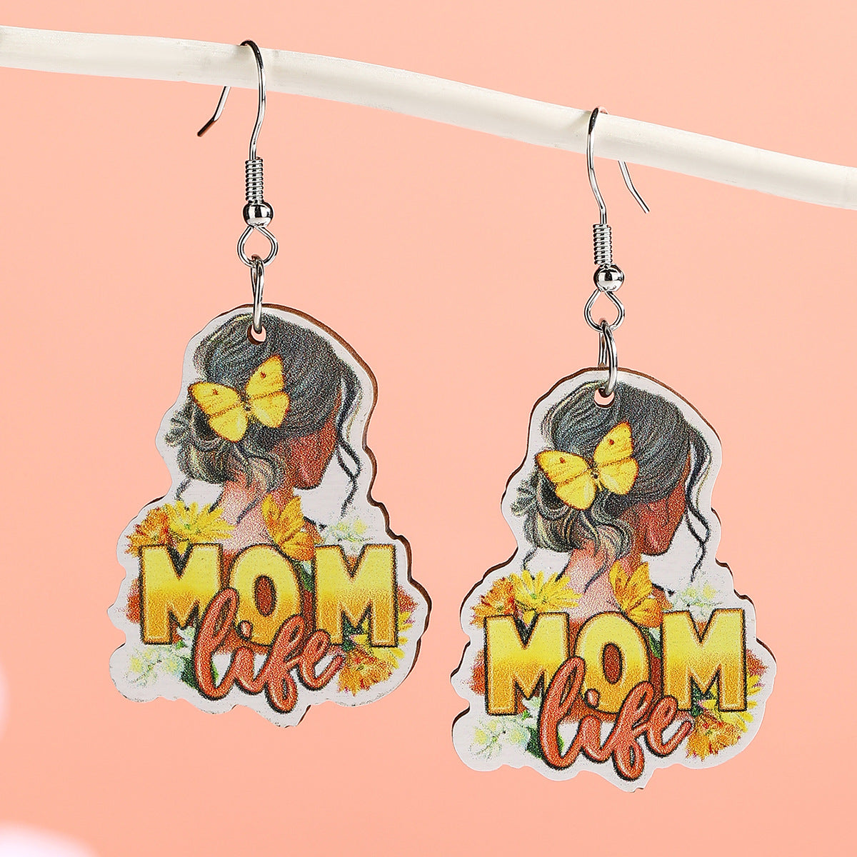 Wholesale  Mother's Day Wooden MOM Earrings
