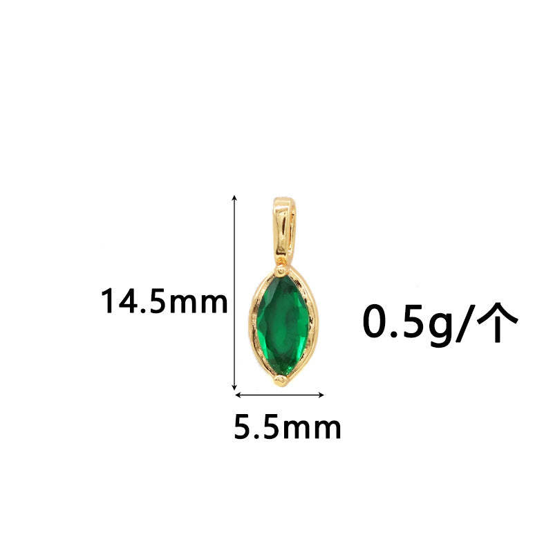 Wholesale Copper Gold-Plated Color-Preserving Pendant with Colorful Zircon Marquise