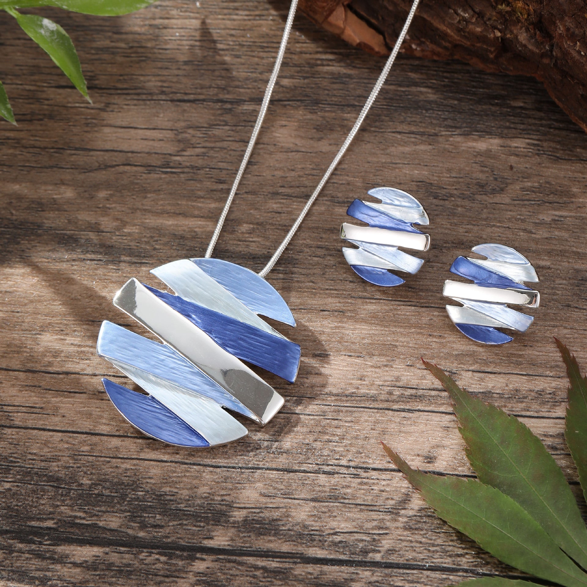 Wholesale color painting oil geometric lines round earrings pendant suit