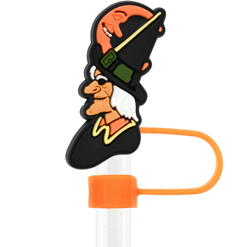 Wholesale Random 100pcs Halloween 10mm PVC Soft Straw Tube Cap ACC-SCR-RYY072