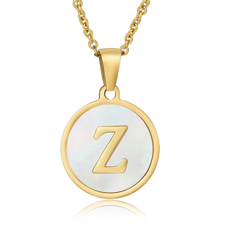 Wholesale Fashion Round Letter Stainless Steel Plating Necklace ACC-NE-Zhongy001