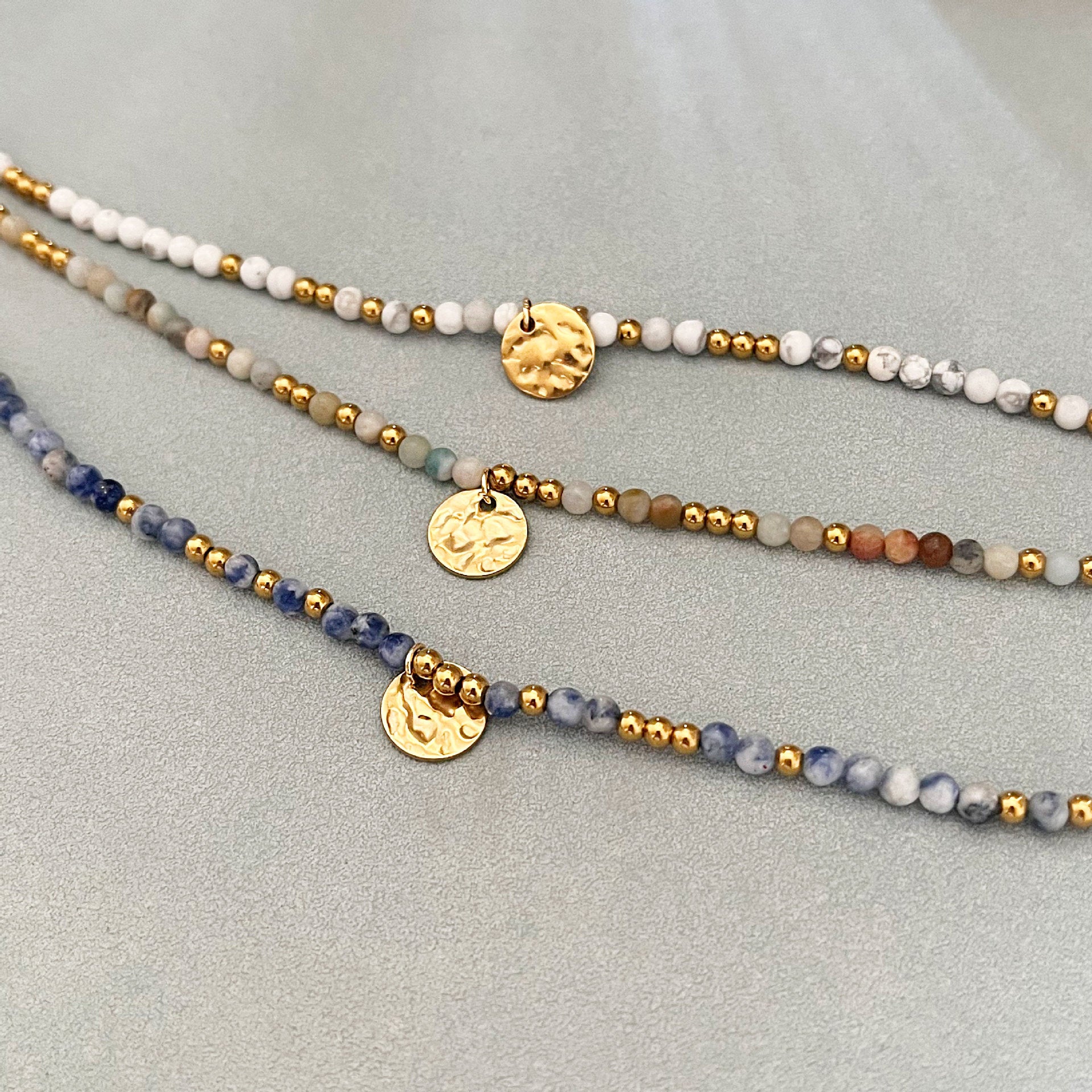 Wholesale Handmade Beaded Small Disc Colorful Natural Stone Bracelet