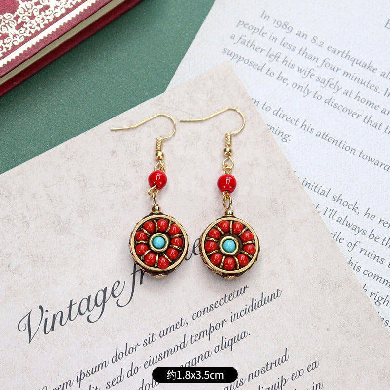 Wholesale Retro Nepal Style Handmade Dangle Earrings,  Trendy Fashion Accessory for Party or Everyday Wear