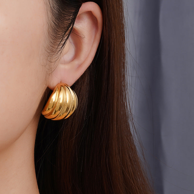 Wholesale geometric irregular vertical stripe stainless steel earrings