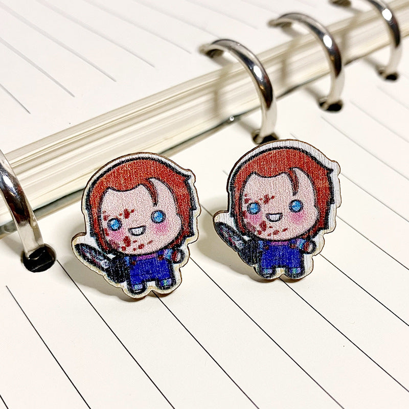 Wholesale Halloween Horror Wooden Earrings ACCVIP-ES-XinChuan002
