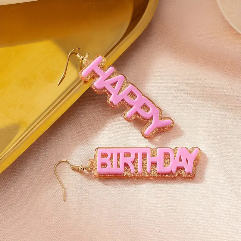 Wholesale  Creative HAPPY BIRTHDAY English Letter Earrings